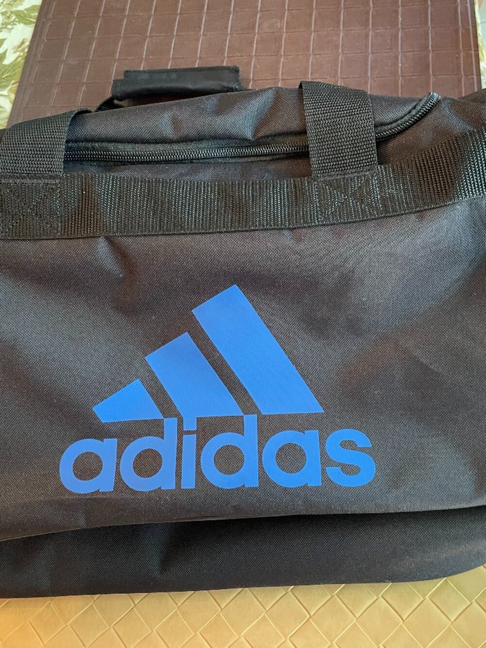 Adidas Duffle Bag Black with Blue Logo Large